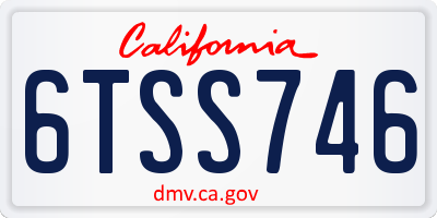 CA license plate 6TSS746