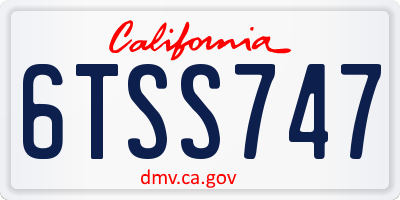 CA license plate 6TSS747