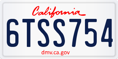 CA license plate 6TSS754