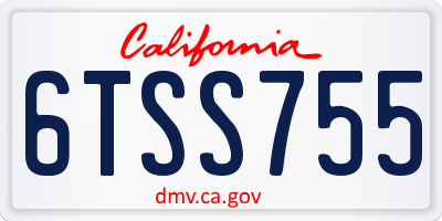 CA license plate 6TSS755