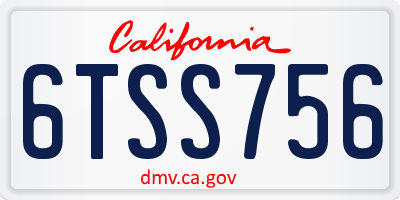 CA license plate 6TSS756
