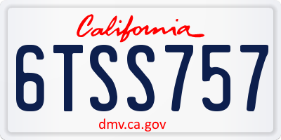 CA license plate 6TSS757