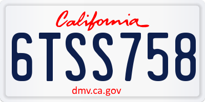 CA license plate 6TSS758