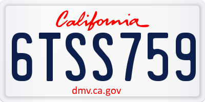 CA license plate 6TSS759