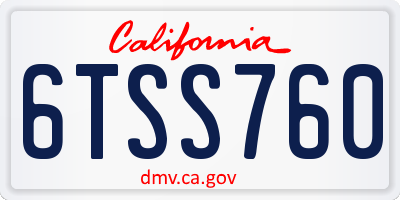 CA license plate 6TSS760