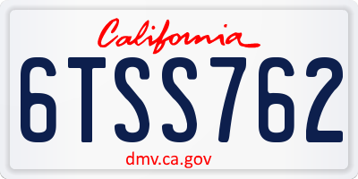 CA license plate 6TSS762