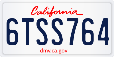 CA license plate 6TSS764