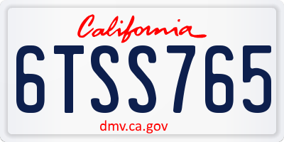 CA license plate 6TSS765