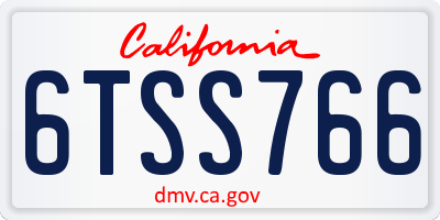 CA license plate 6TSS766
