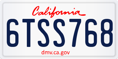 CA license plate 6TSS768
