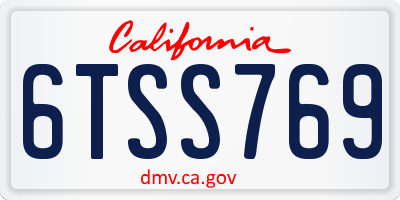 CA license plate 6TSS769