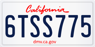 CA license plate 6TSS775