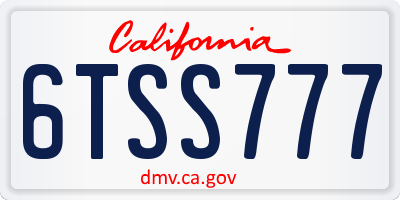 CA license plate 6TSS777