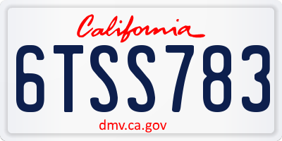 CA license plate 6TSS783