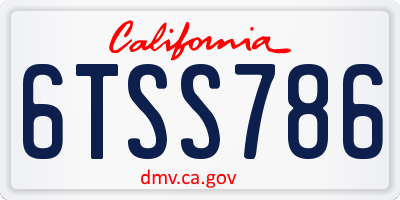 CA license plate 6TSS786