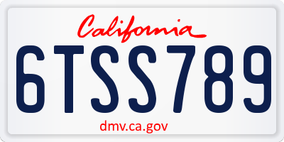CA license plate 6TSS789