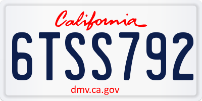 CA license plate 6TSS792