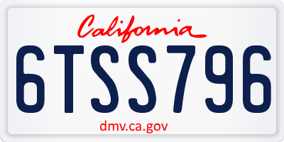 CA license plate 6TSS796