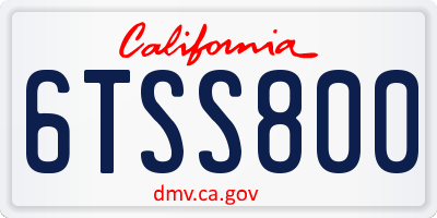 CA license plate 6TSS800