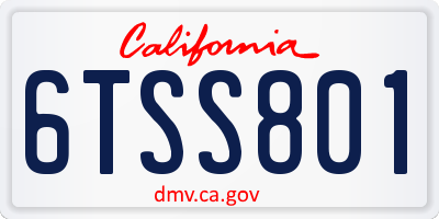 CA license plate 6TSS801