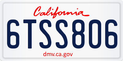 CA license plate 6TSS806