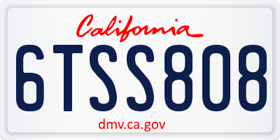 CA license plate 6TSS808