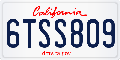 CA license plate 6TSS809