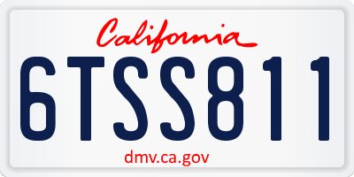CA license plate 6TSS811