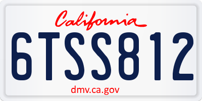 CA license plate 6TSS812