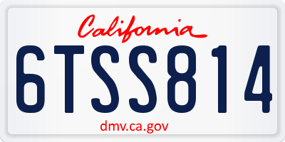 CA license plate 6TSS814