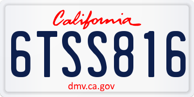 CA license plate 6TSS816