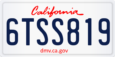 CA license plate 6TSS819