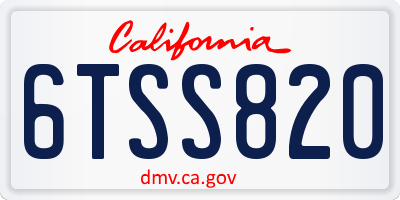 CA license plate 6TSS820