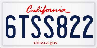 CA license plate 6TSS822
