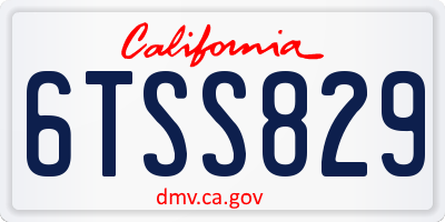 CA license plate 6TSS829