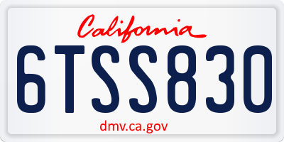 CA license plate 6TSS830