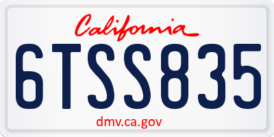 CA license plate 6TSS835