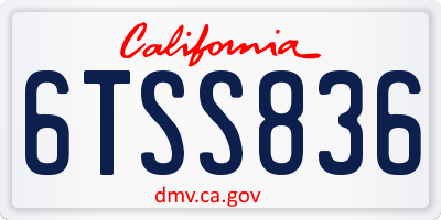 CA license plate 6TSS836