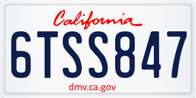 CA license plate 6TSS847