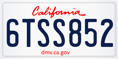 CA license plate 6TSS852
