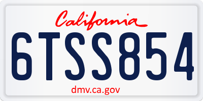 CA license plate 6TSS854