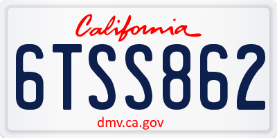 CA license plate 6TSS862