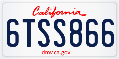 CA license plate 6TSS866