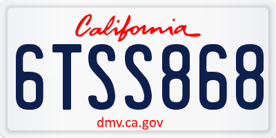 CA license plate 6TSS868