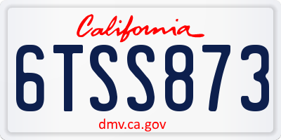 CA license plate 6TSS873