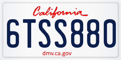 CA license plate 6TSS880