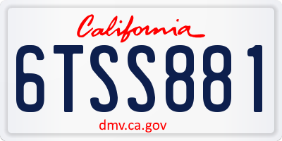 CA license plate 6TSS881