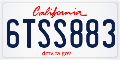 CA license plate 6TSS883
