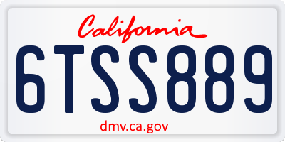 CA license plate 6TSS889