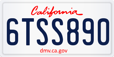 CA license plate 6TSS890